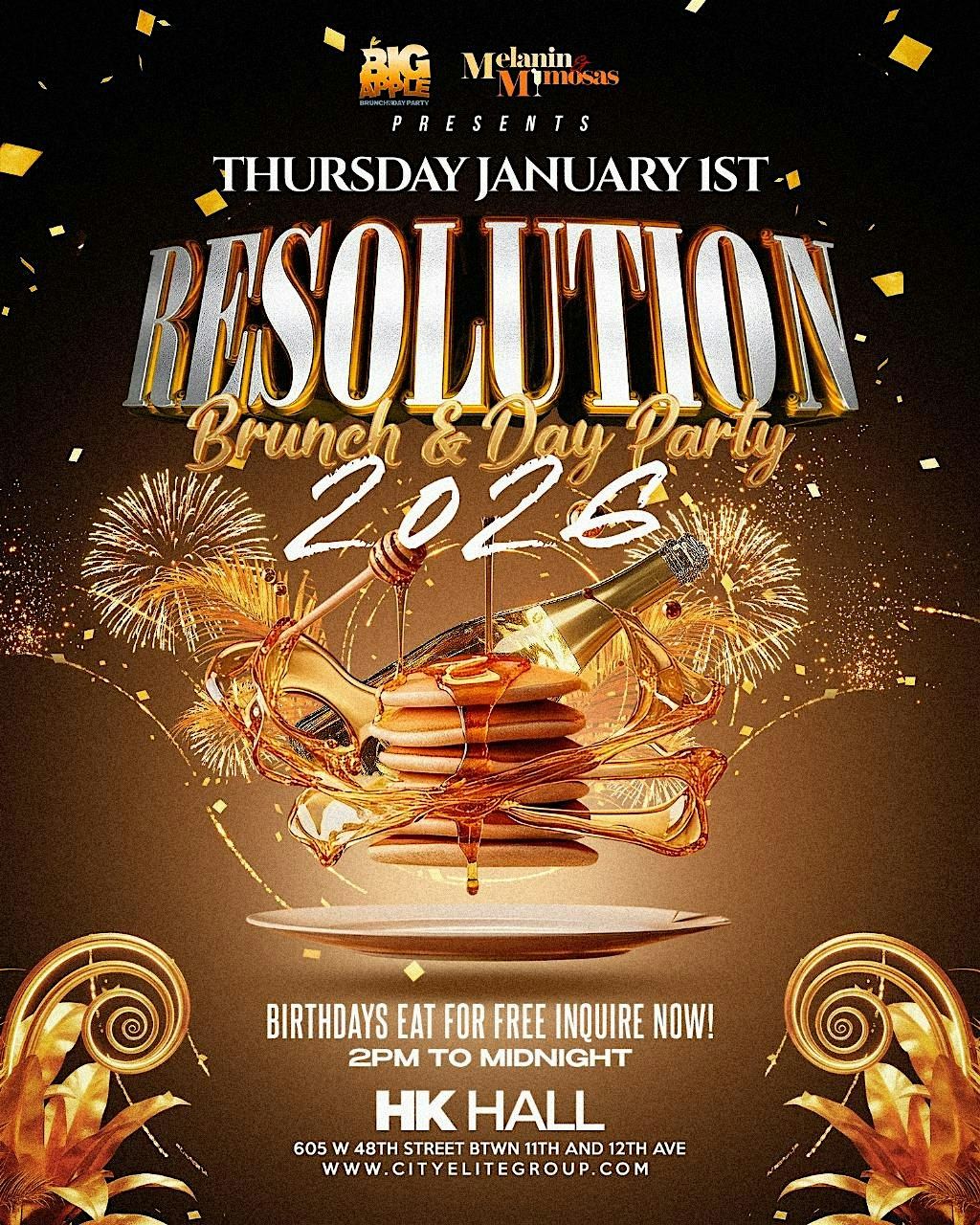 BIG APPLE BRUNCH PRESENTS RESOLUTION NEW YEARS BRUNCH