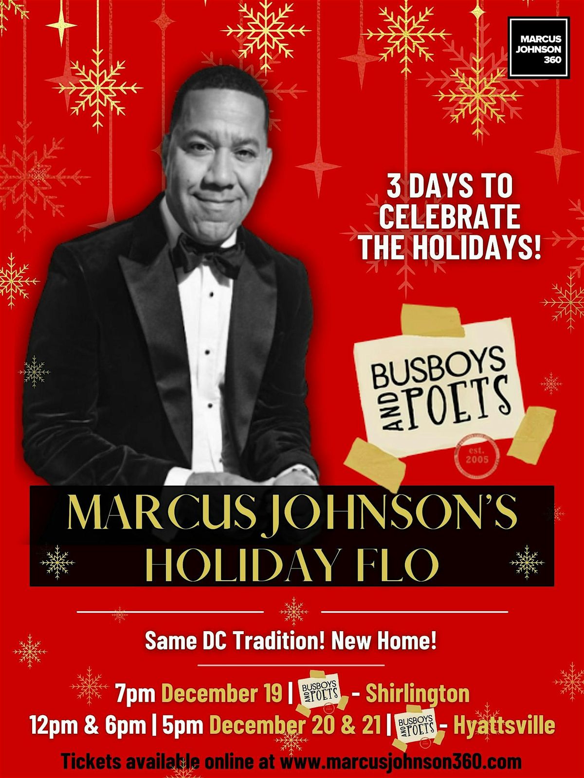 Marcus Johnson Holiday FLO Experience at Busboys and Poets Hyattsville 5pm