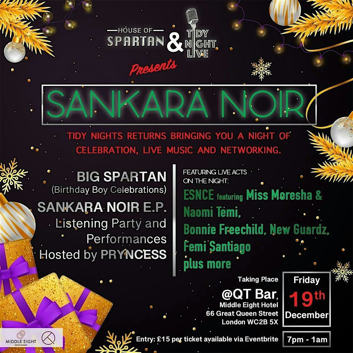 House of Spartan and Tidy Nights Presents : Sankara Noir
