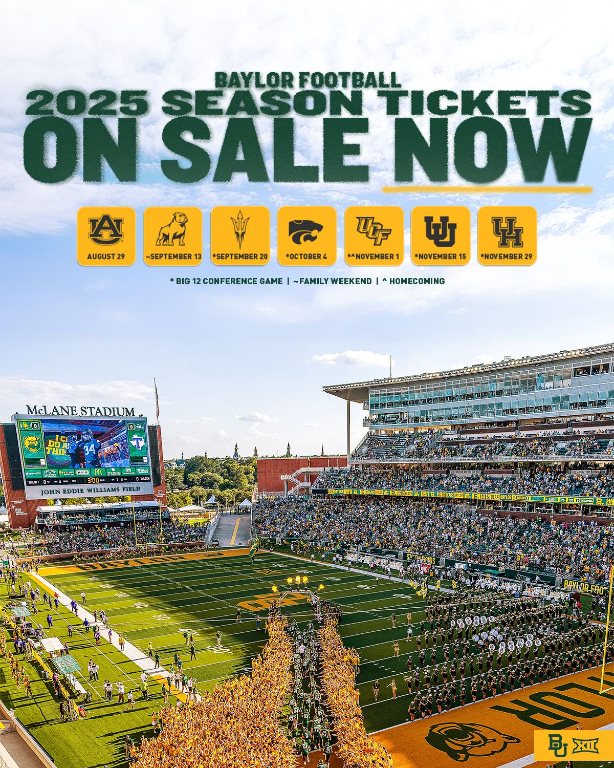 2025 Baylor Bears Football Season Tickets at McLane Stadium