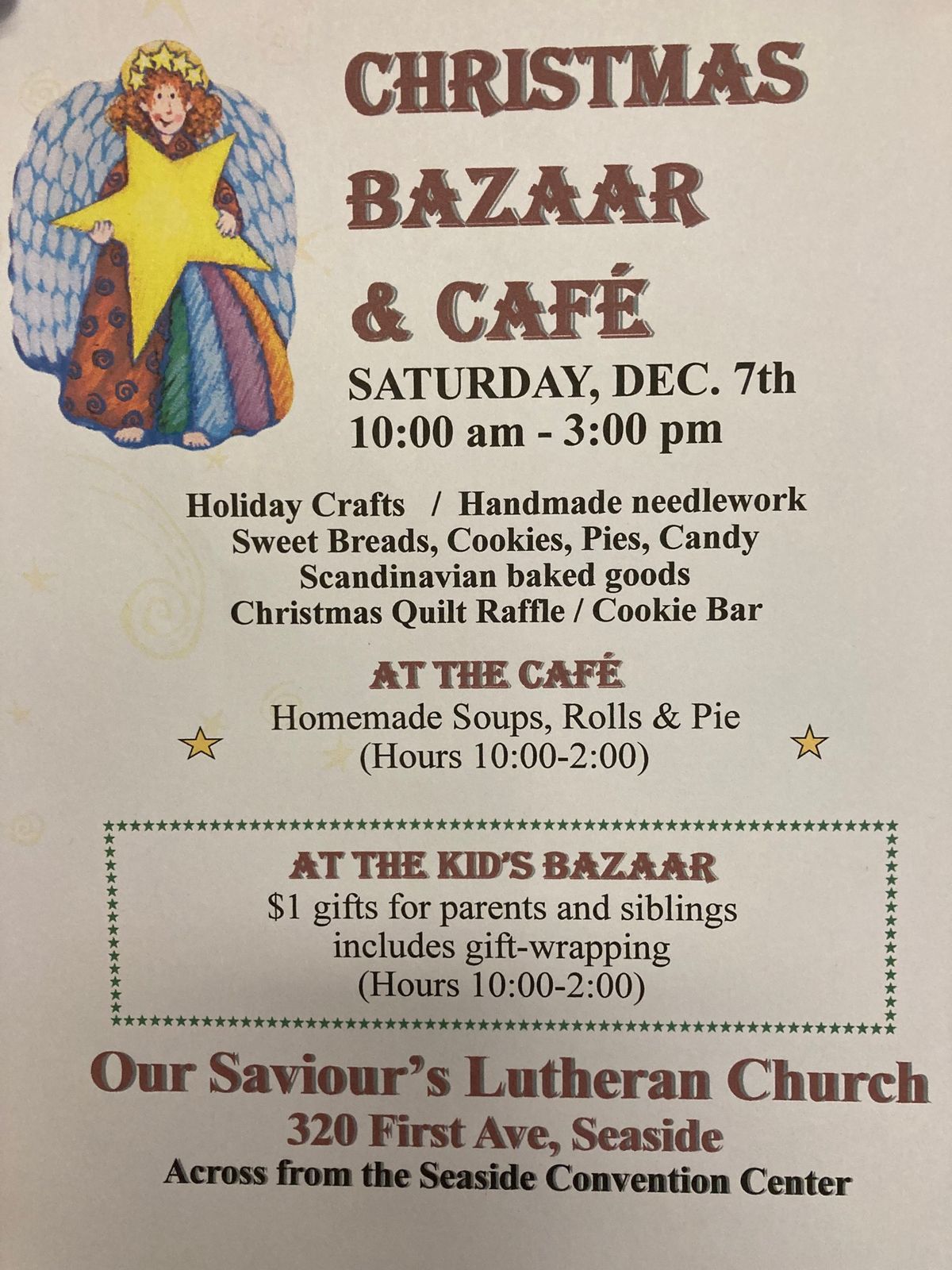 2024 OSLC Christmas Bazaar and Cafe 320 First Avenue, Seaside, OR