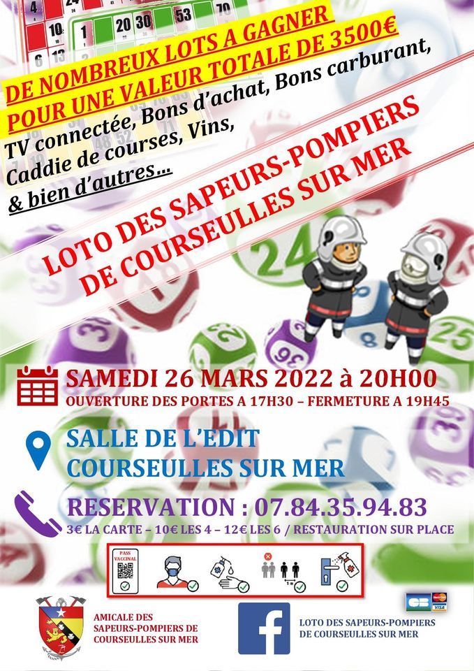 LOTO DES SAPEURS-POMPIERS DE COURSEULLES SUR MER | Salle De L'edit LOTO DES SAPEURS-POMPIERS DE COURSEULLES SUR MER | Salle De L'edit
