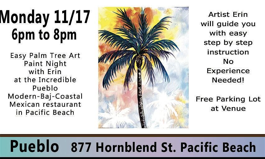 Easy Colorful Palm Sky Paint Night in Pacific Beach  with Erin