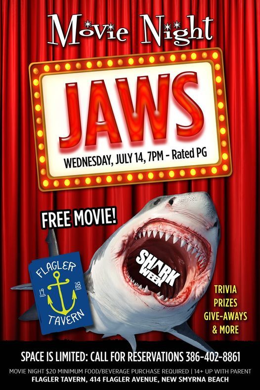 Shark Week Movie Night Jaws Flagler Tavern New Smyrna Beach Fl July 14 21 Shark Week Movie Night Jaws Flagler Tavern New Smyrna Beach Fl July 14 21