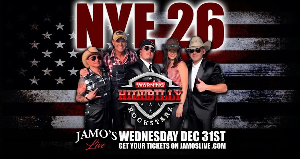 NYE 26 Hillbilly Rockstars Complimentary Food Champagne Toast at Jamos Live