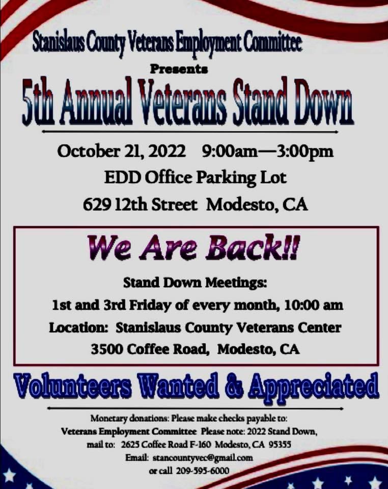 5th Annual Veterans Stand Down 629 12th St, Modesto, CA 953542424