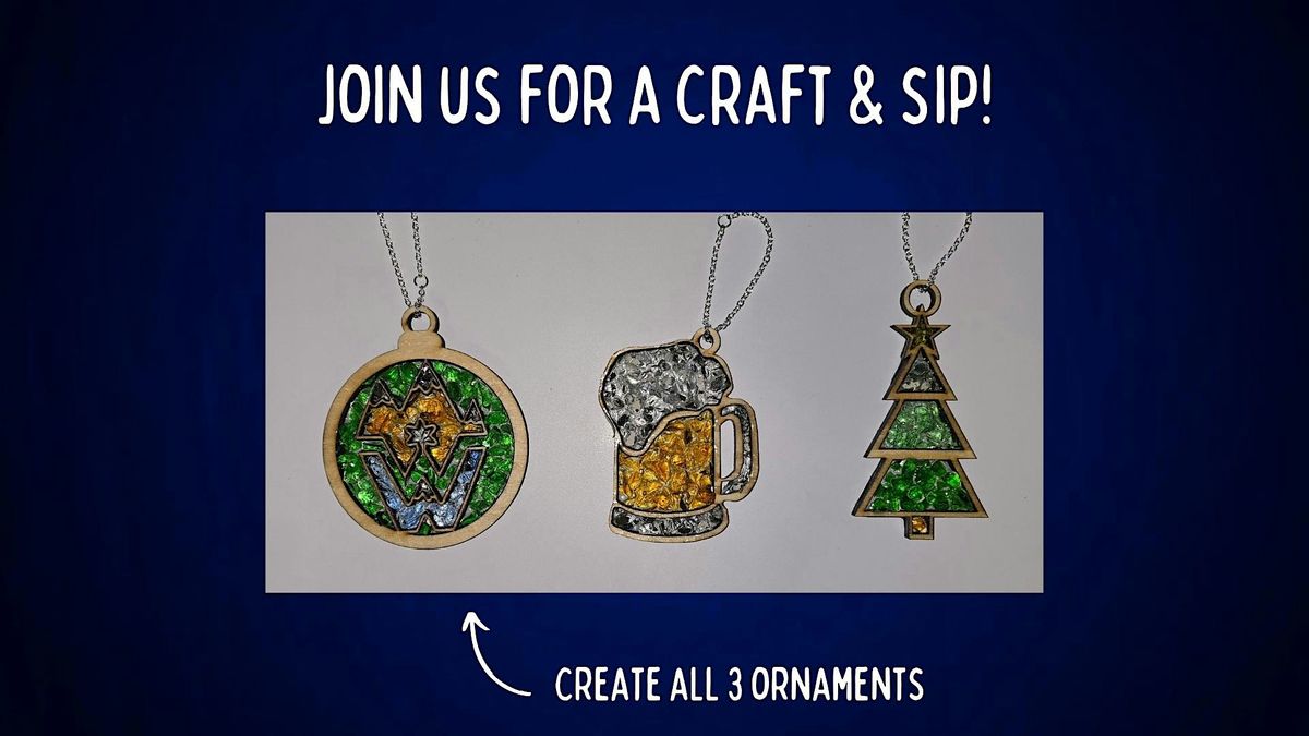 Craft & Sip - Crushed Glass Ornaments - at Wibby Brewing!