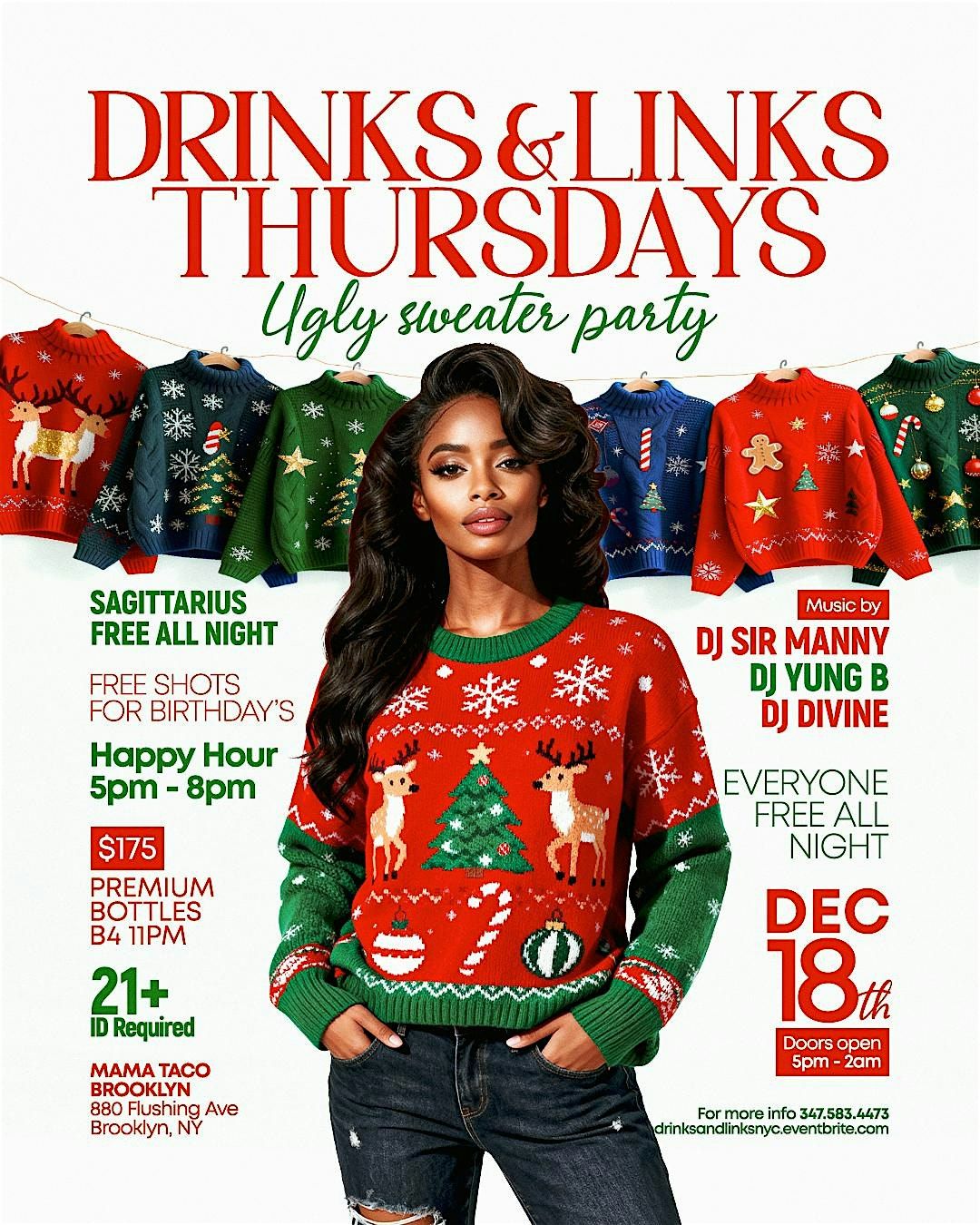 Drinks & Links Thursdays Ugly Sweater Party EVERYONE FREE Dec.18th