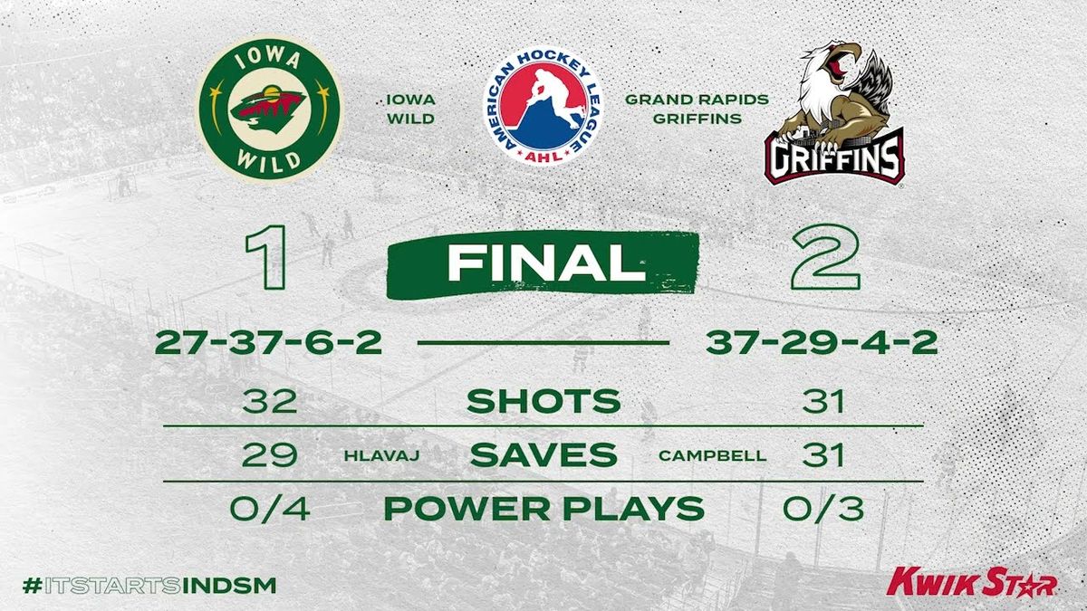 Iowa Wild at Grand Rapids Griffins at Van Andel Arena