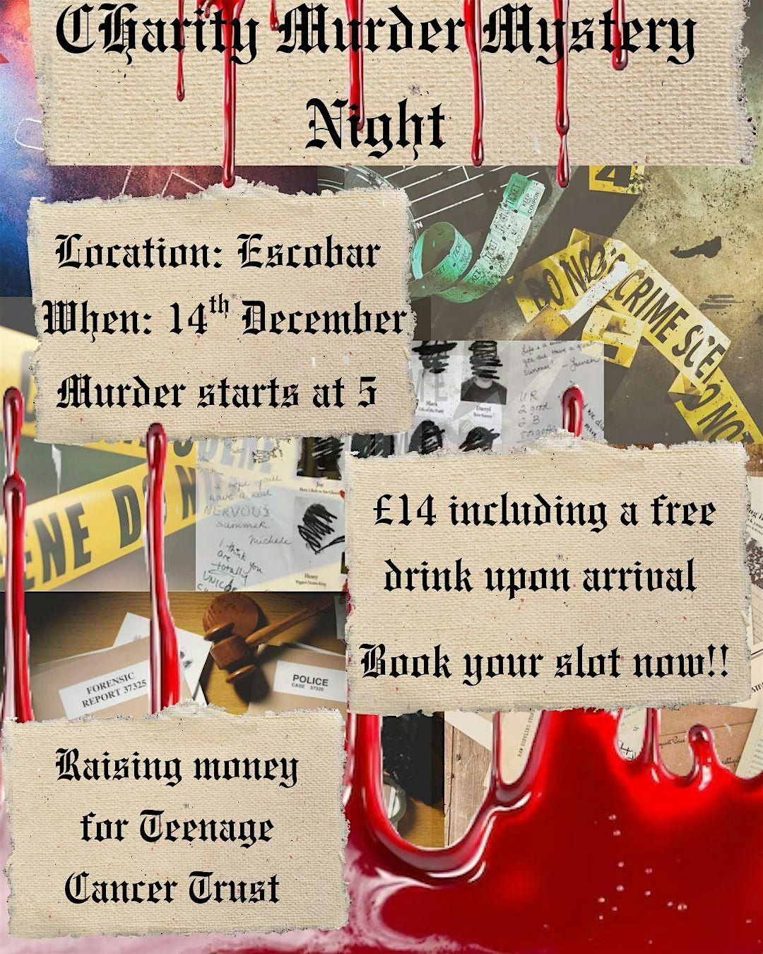 Christmas M**der Mystery Night for Teenage Cancer Trust at Escobar!