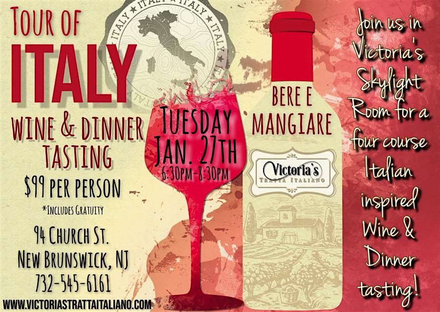 Tour Of Italy: Wine and Dinner Tasting
