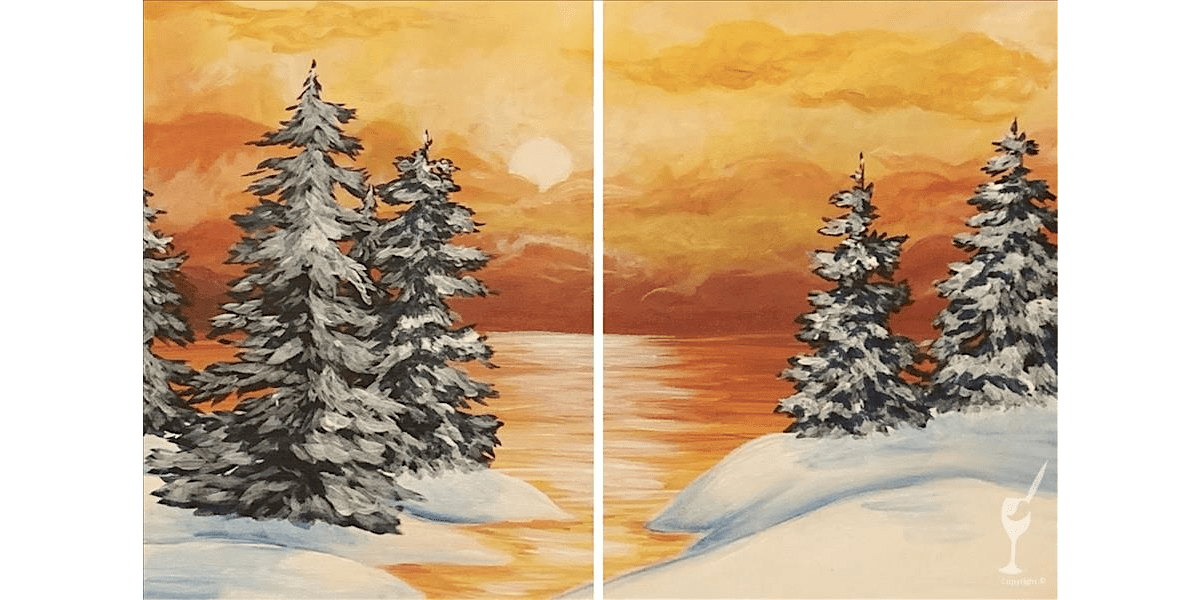 Duet Golden Winter Forest - Paint and Sip in San Antonio | Classpop!\u2122
