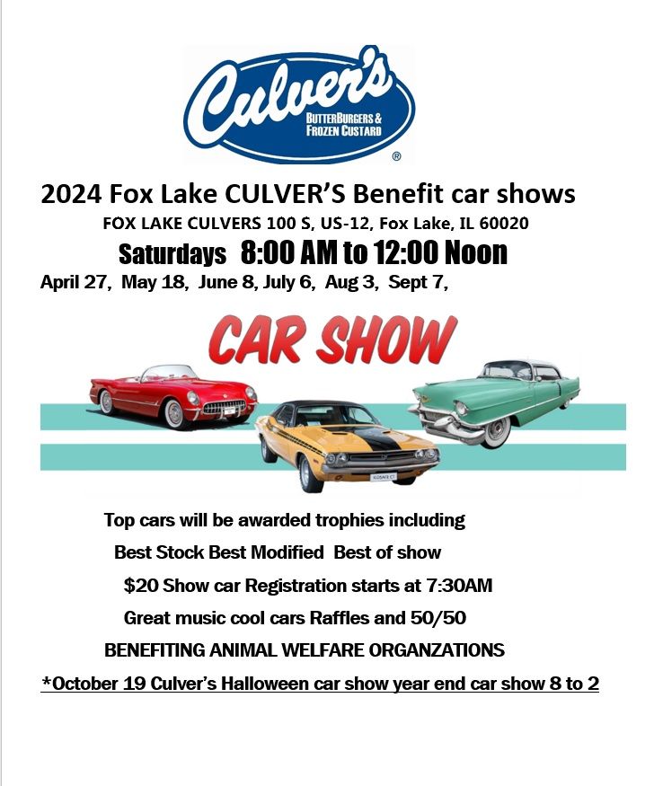 CULVERS FOX LAKE 2024 Cars show season schedule Culver's (100 S US