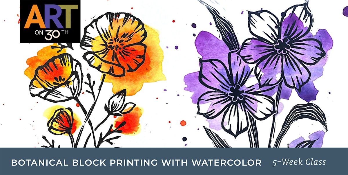 THU AM - Botanical Block Printing with Watercolor: Level 1 with Kasey