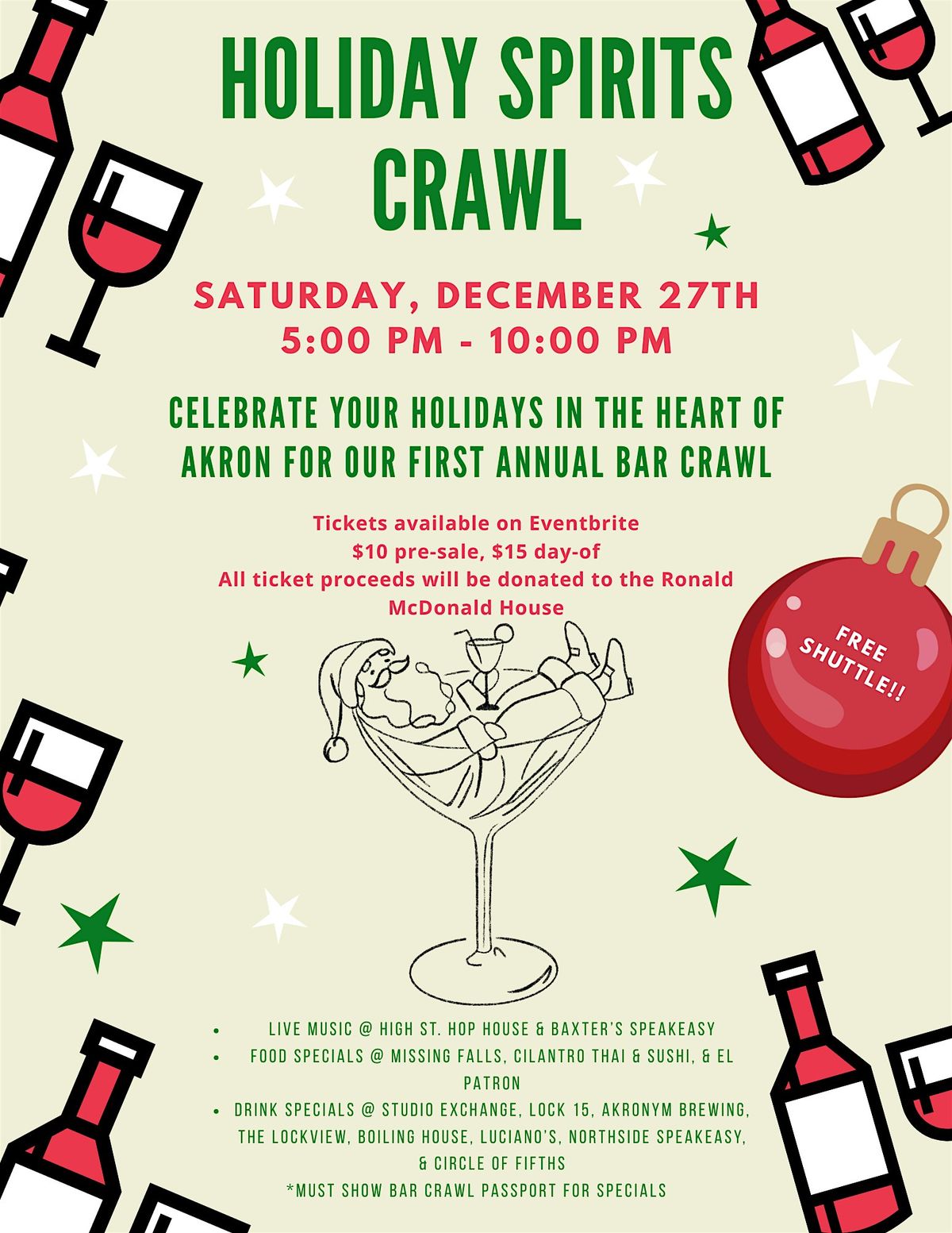 FIRST ANNUAL HOLIDAY SPIRITS BAR CRAWL