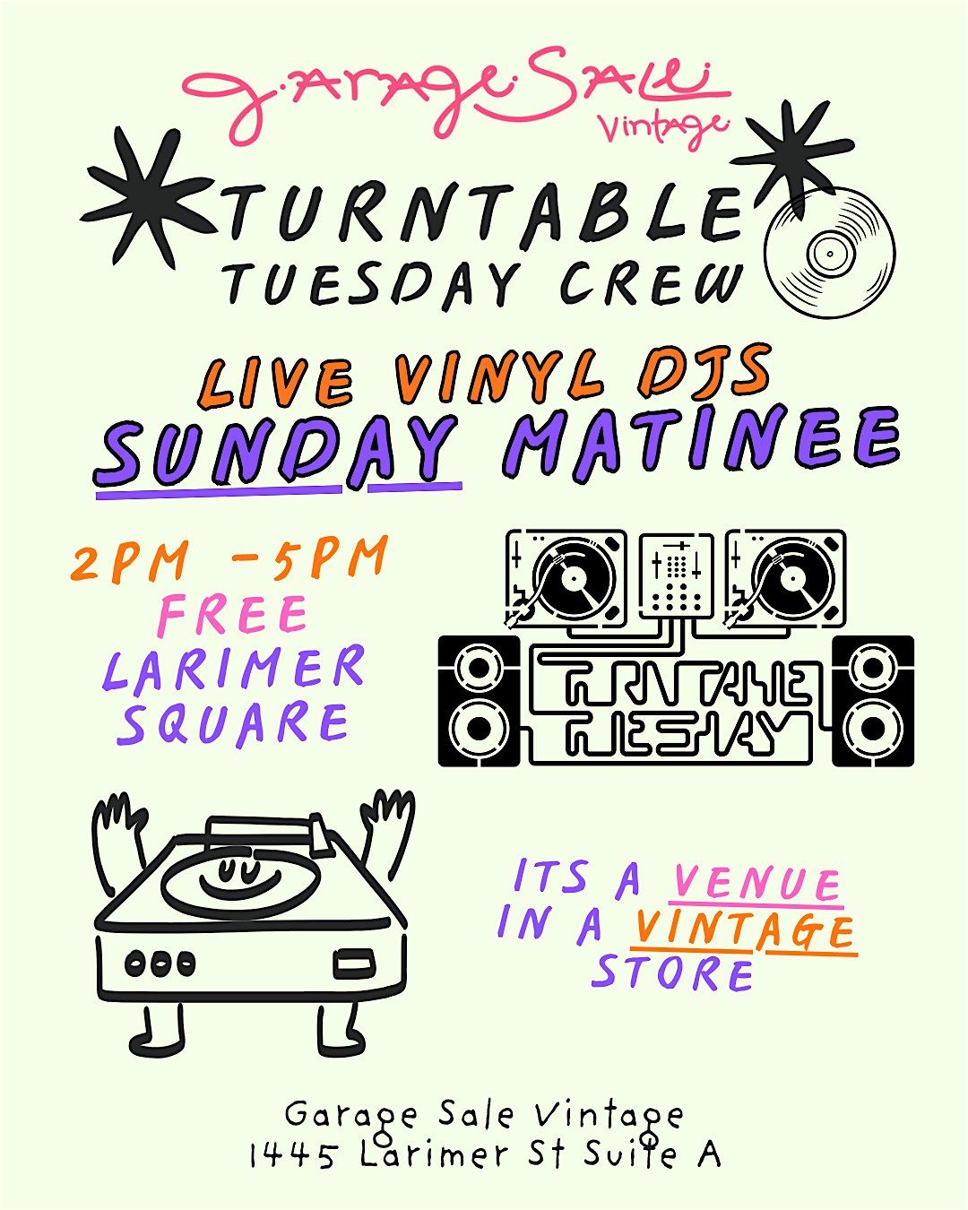 VINYL DJs SUNDAY MATINEE w\/ Turntable Tuesday Crew