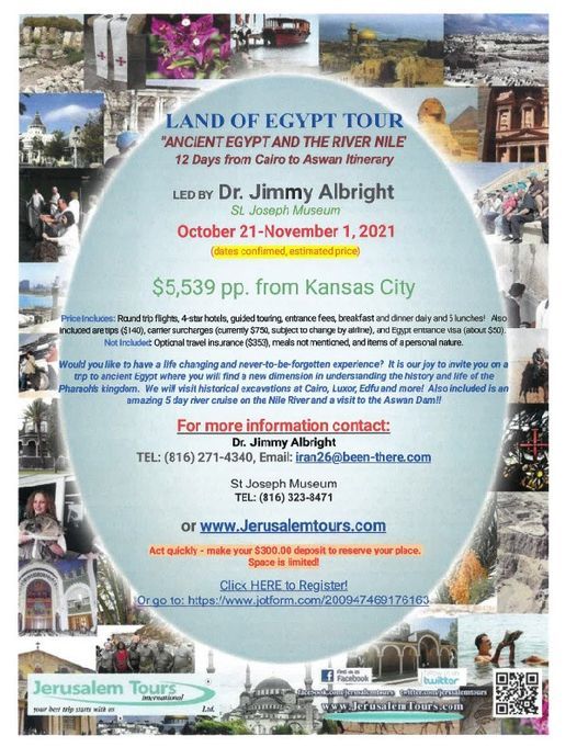 Join us For Land of Egypt Tour Presentation With Dr. Jimmy Albright