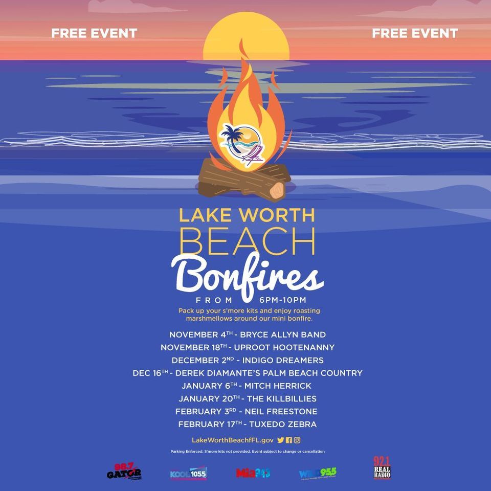 December 16th Beach Bonfire Lake Worth Casino Building and Beach