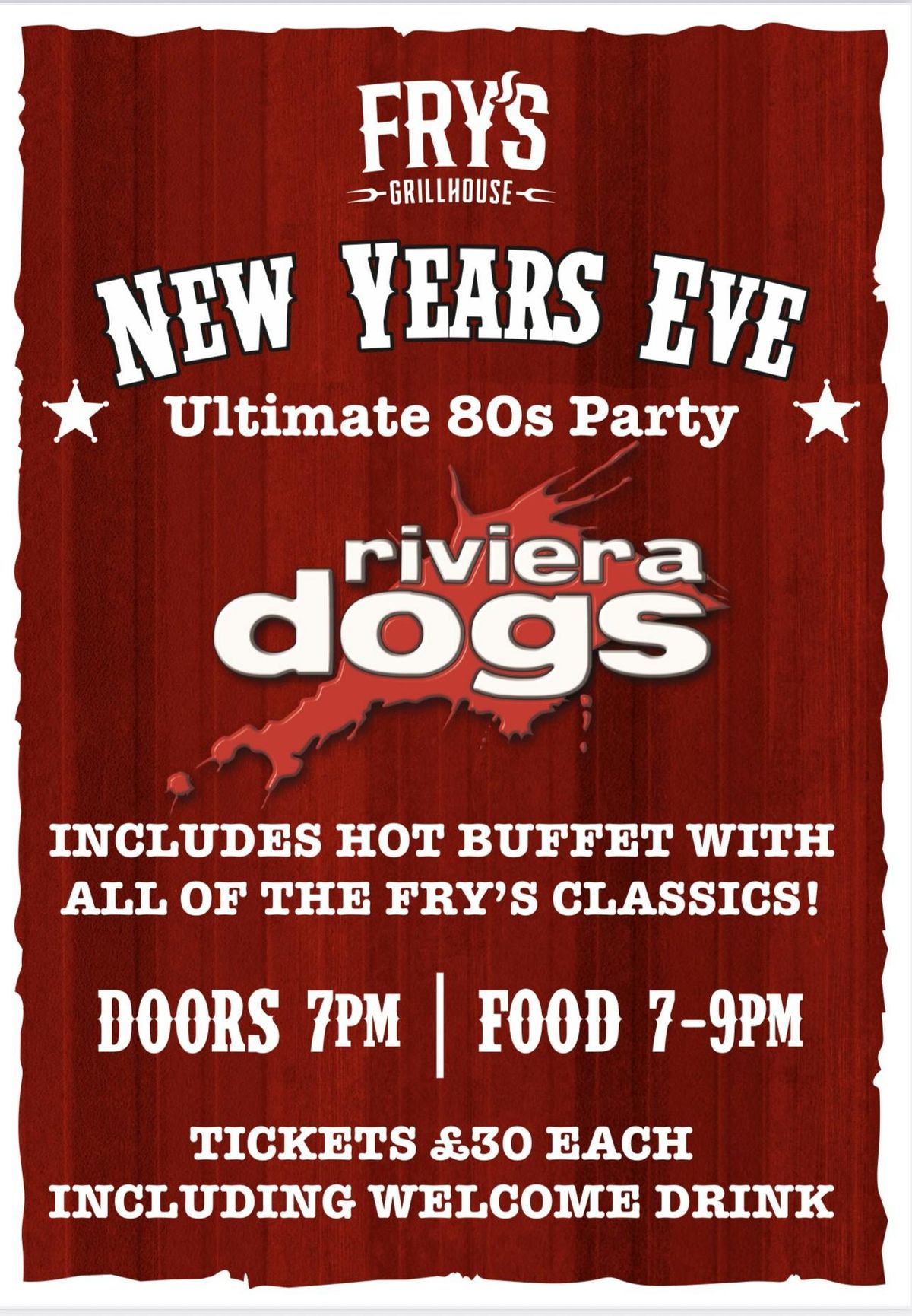 NYE Celebrations @ Fry\u2019s Grillhouse