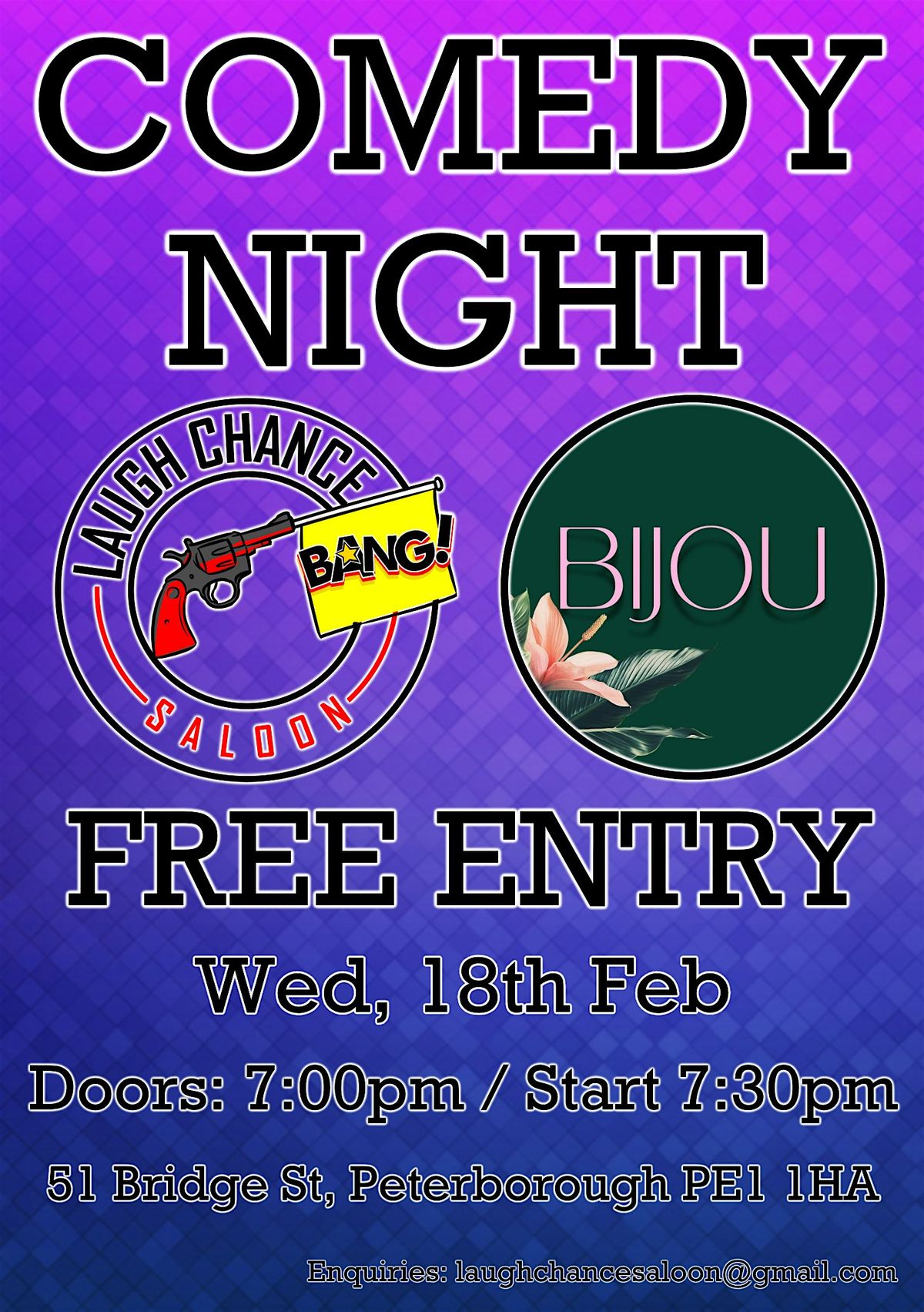 Free Comedy at Bijou, Peterborough