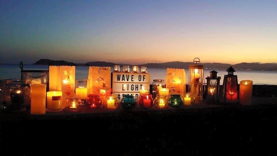 Global Wave of Light 2024 Petone Beach walkway, Eastbourne side of