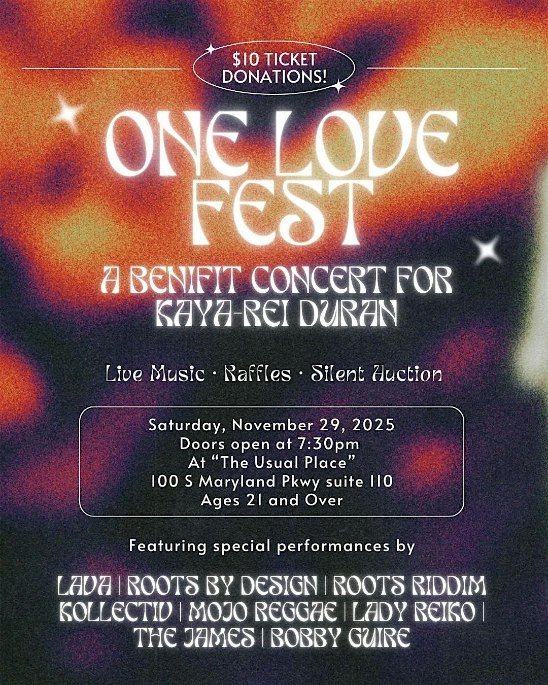 One Love Fest - A Benefit Concert for Kaya-Rei Duran
