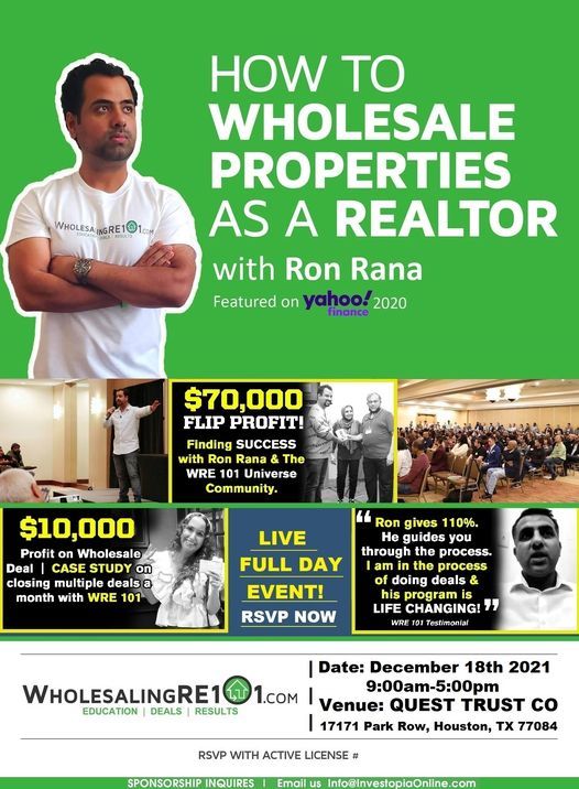 How To Wholesale Real Estate As a REALTOR with Ron Rana