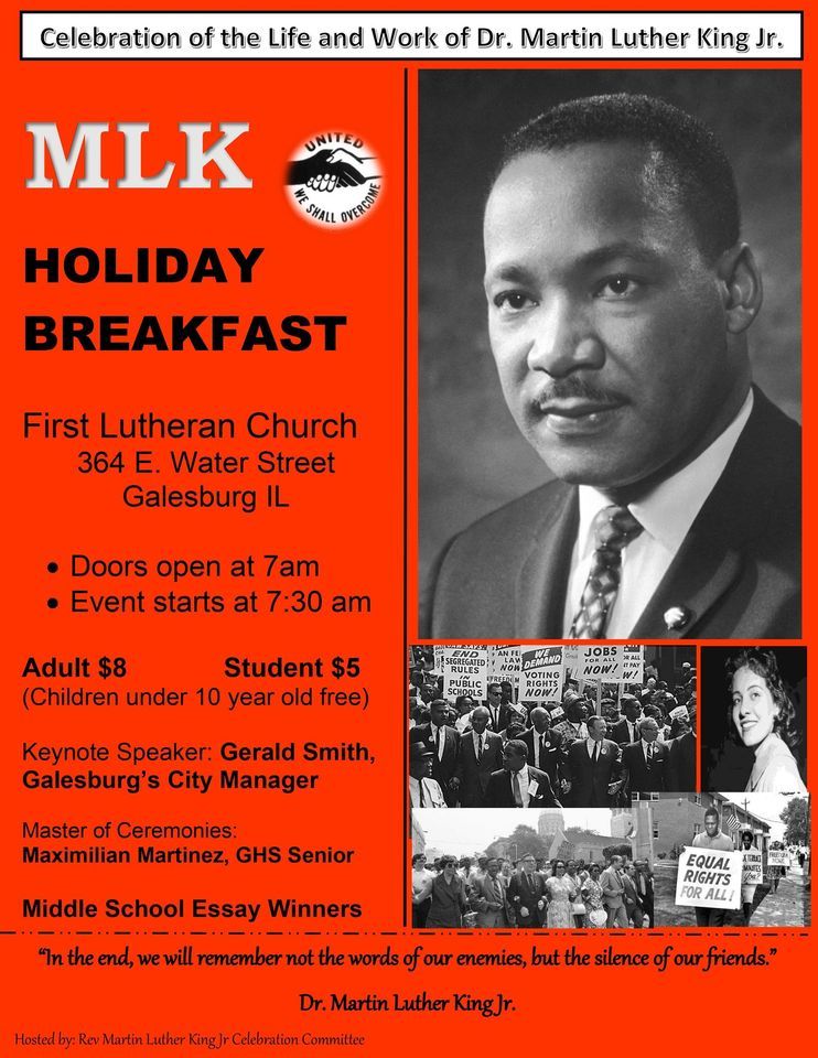 Martin Luther King Jr. Holiday Breakfast First Lutheran Church, Galesburg, IL January 16, 2023