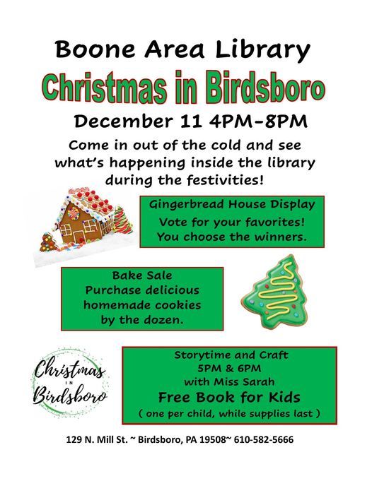 Christmas In Birdsboro 2022 Christmas In Birdsboro | Boone Area Library, Birdsboro, Pa | December 11,  2021