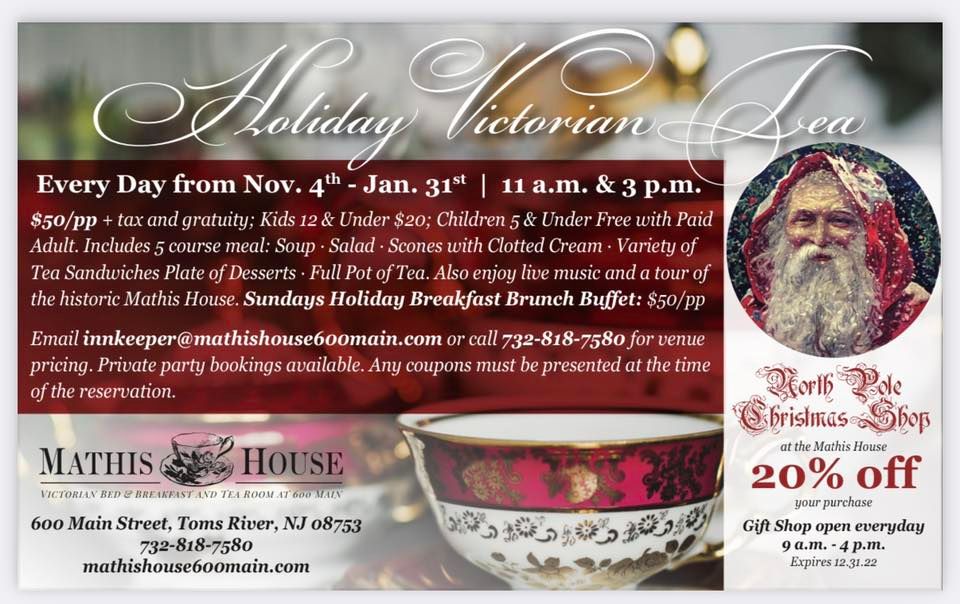 Holiday Afternoon Tea Mathis House at 600 Main, a B&B and Victorian