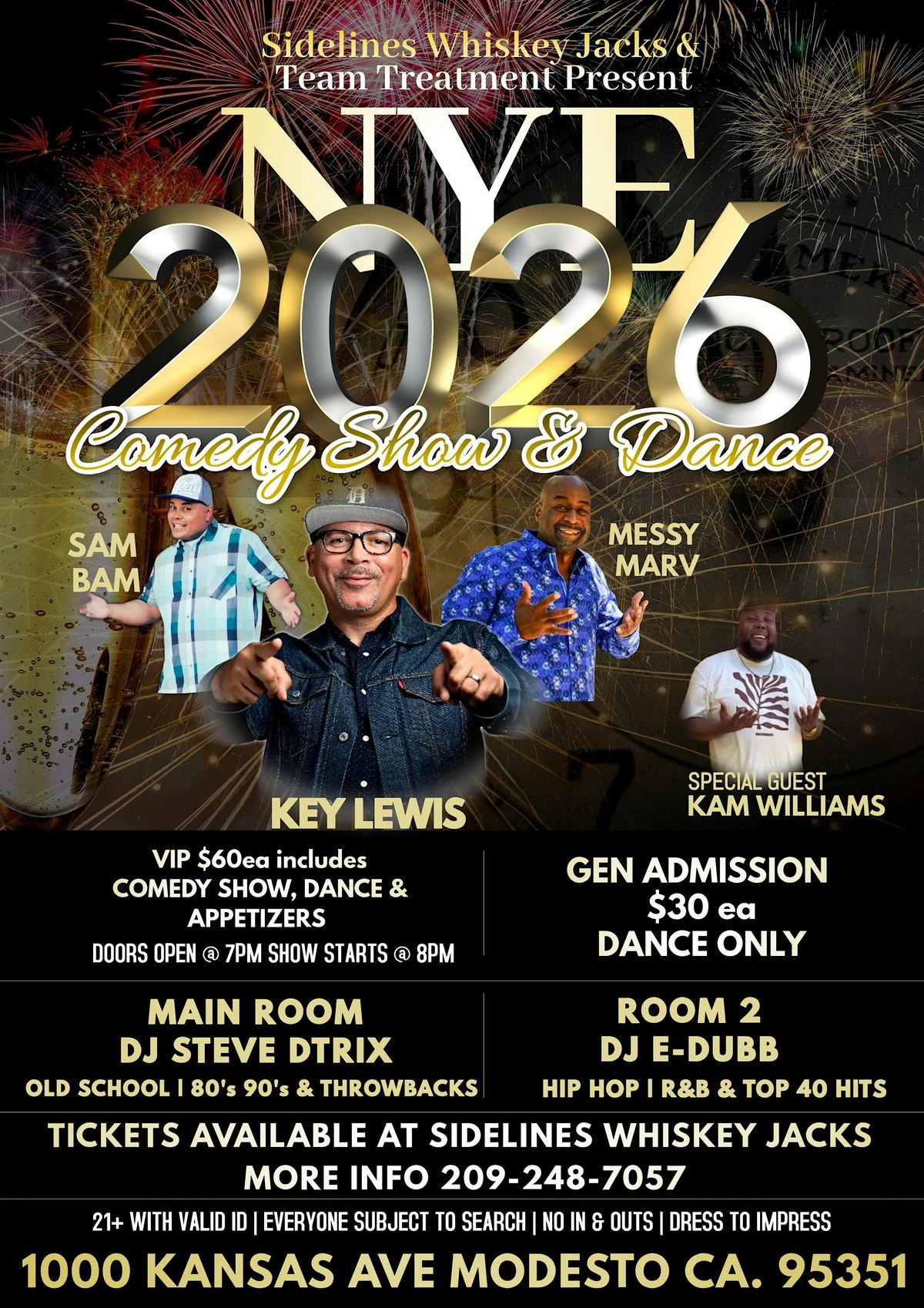 NYE 2026 Modesto Comedy Show Dance