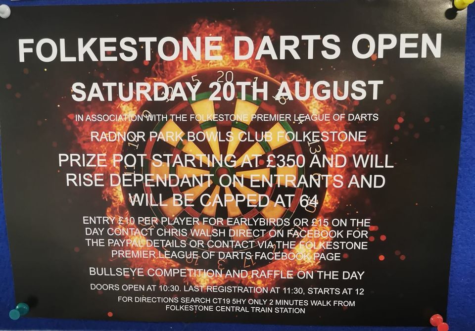 Folkestone Darts Open 2022 Radnor Park Bowls Club Folkestone August
