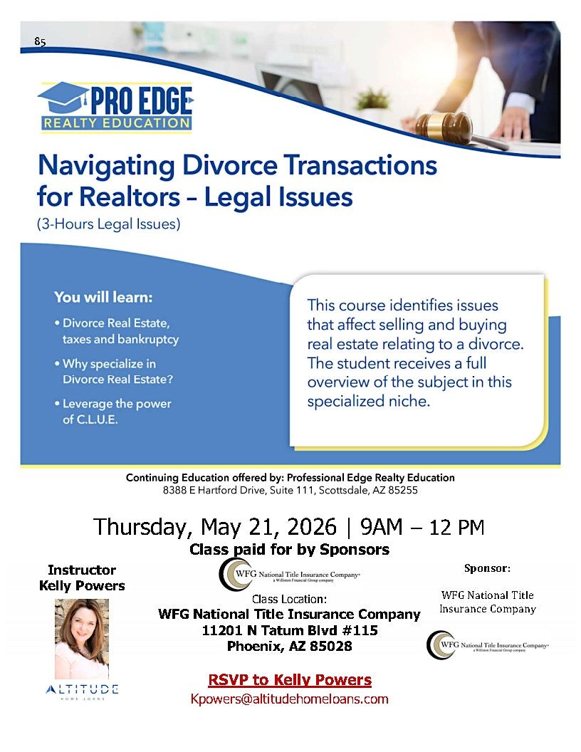 CE Class-Legal Issues Navigating Divorce Transactions
