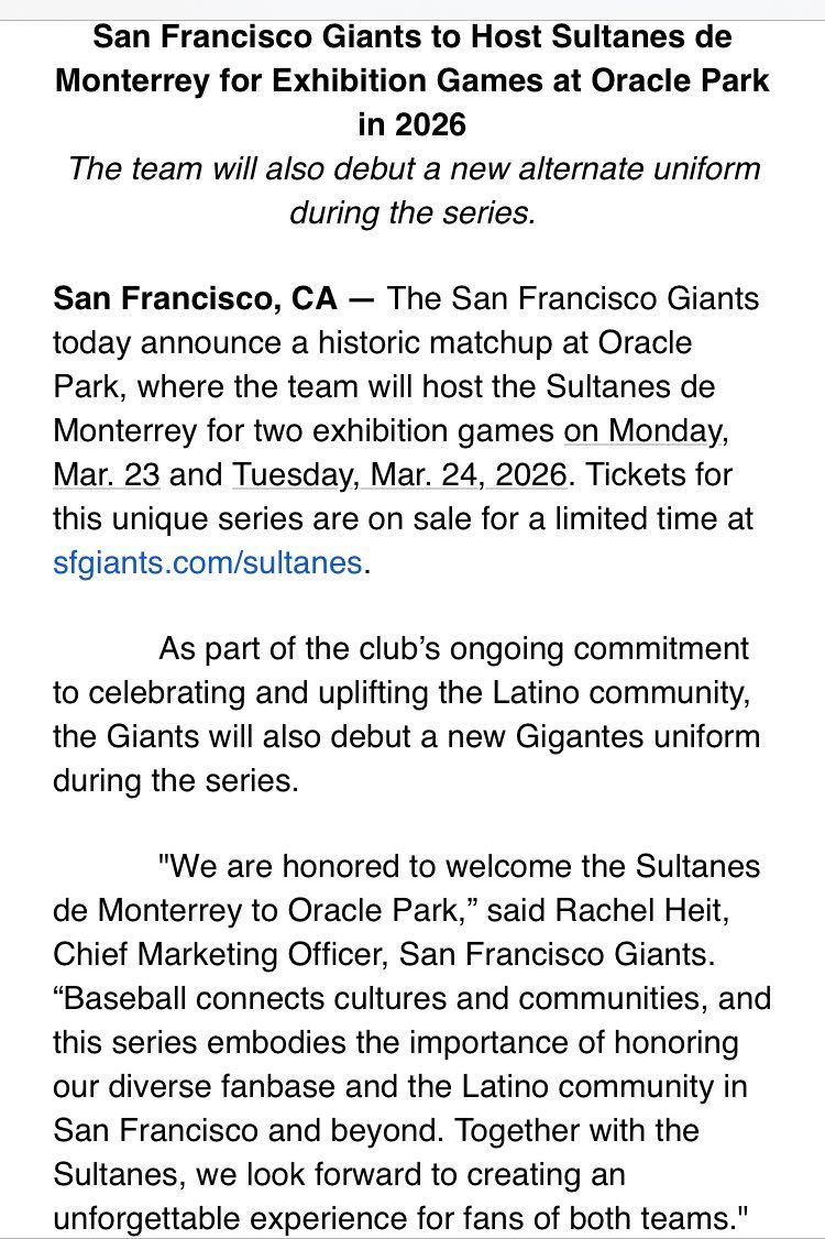 Exhibition: San Francisco Giants vs. Sultanes De Monterrey