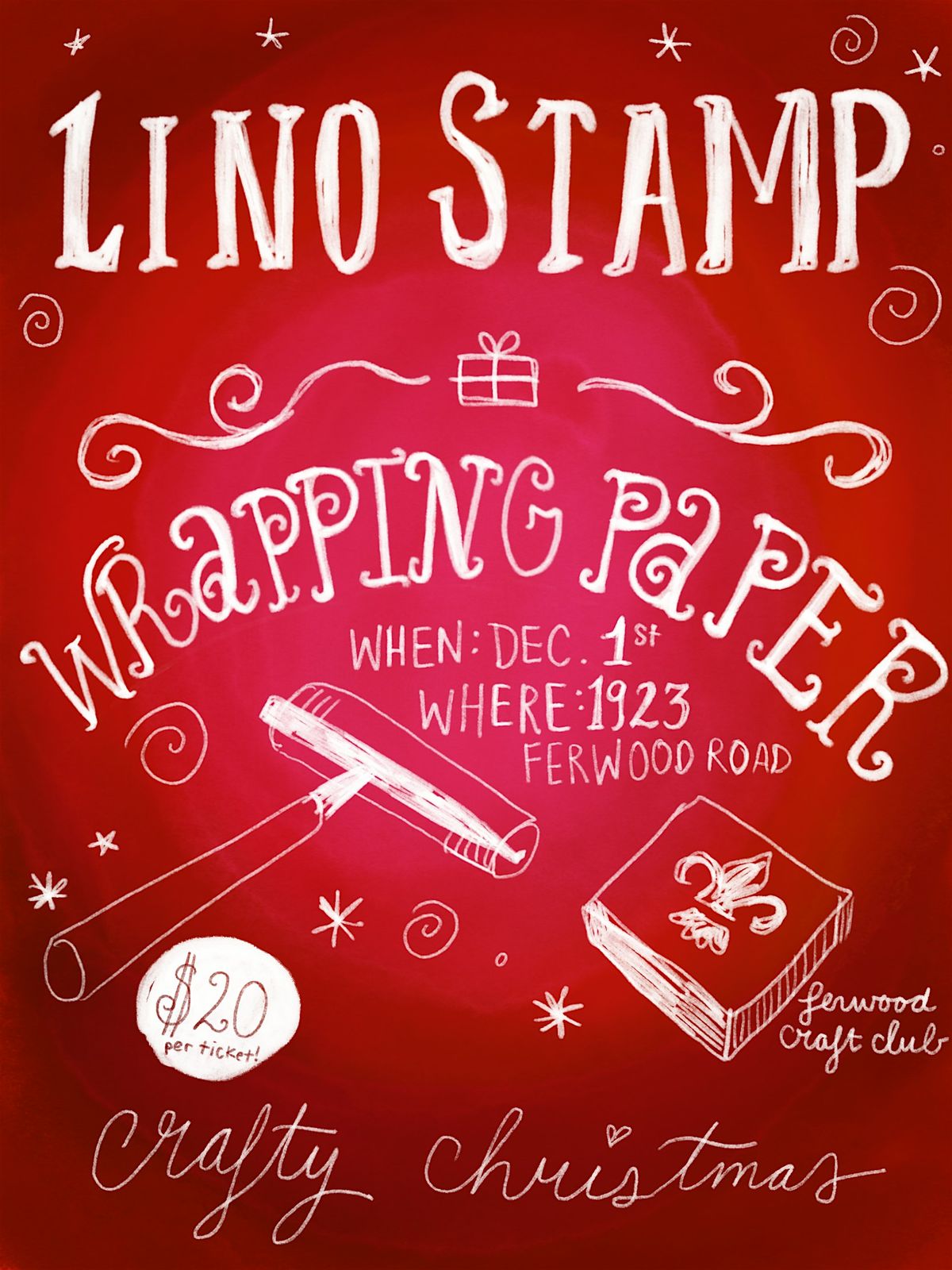 DIY Lino Stamped Wrapping Paper Workshop