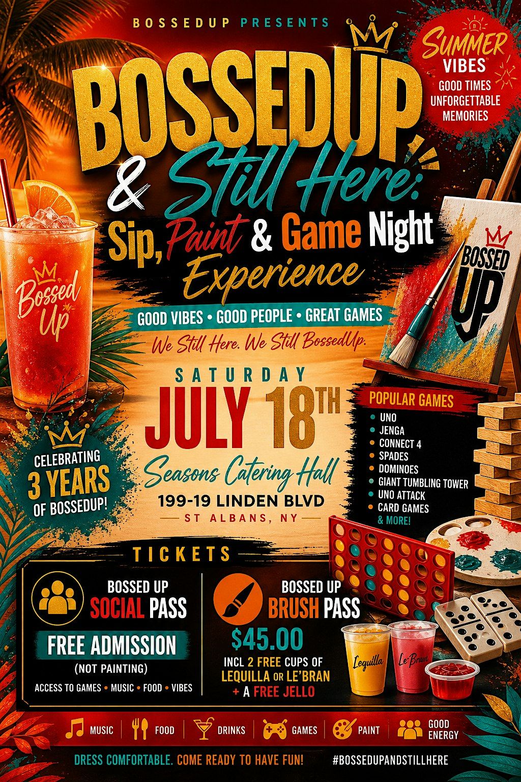 BossedUp & Still Here: Sip, Paint, & Game Night