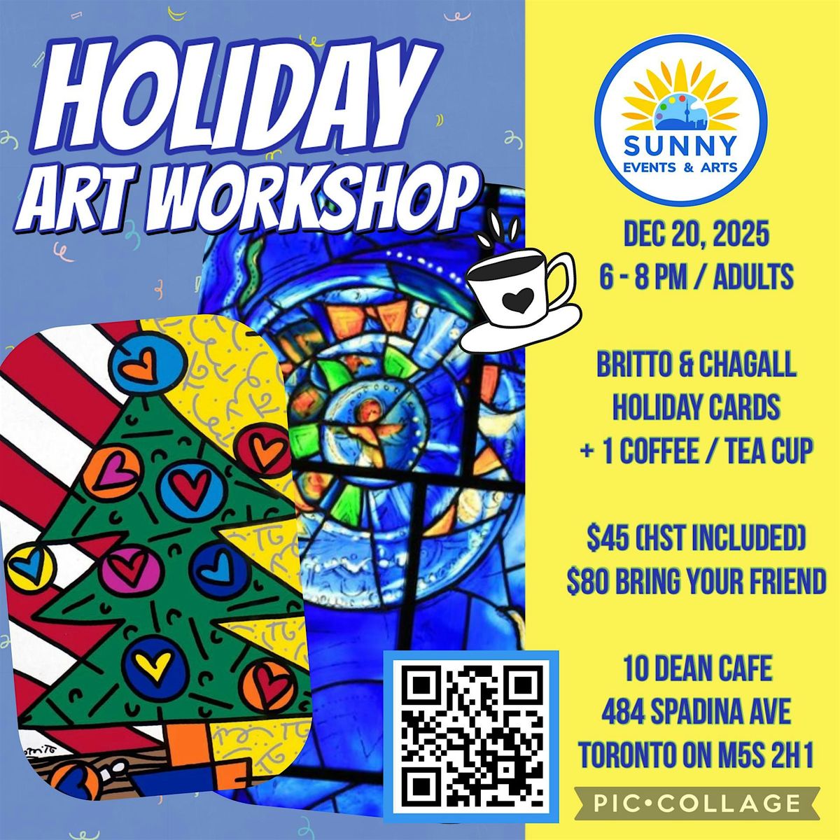 Holiday Art Workshop for Adults - Chagall & Britto Holiday cards
