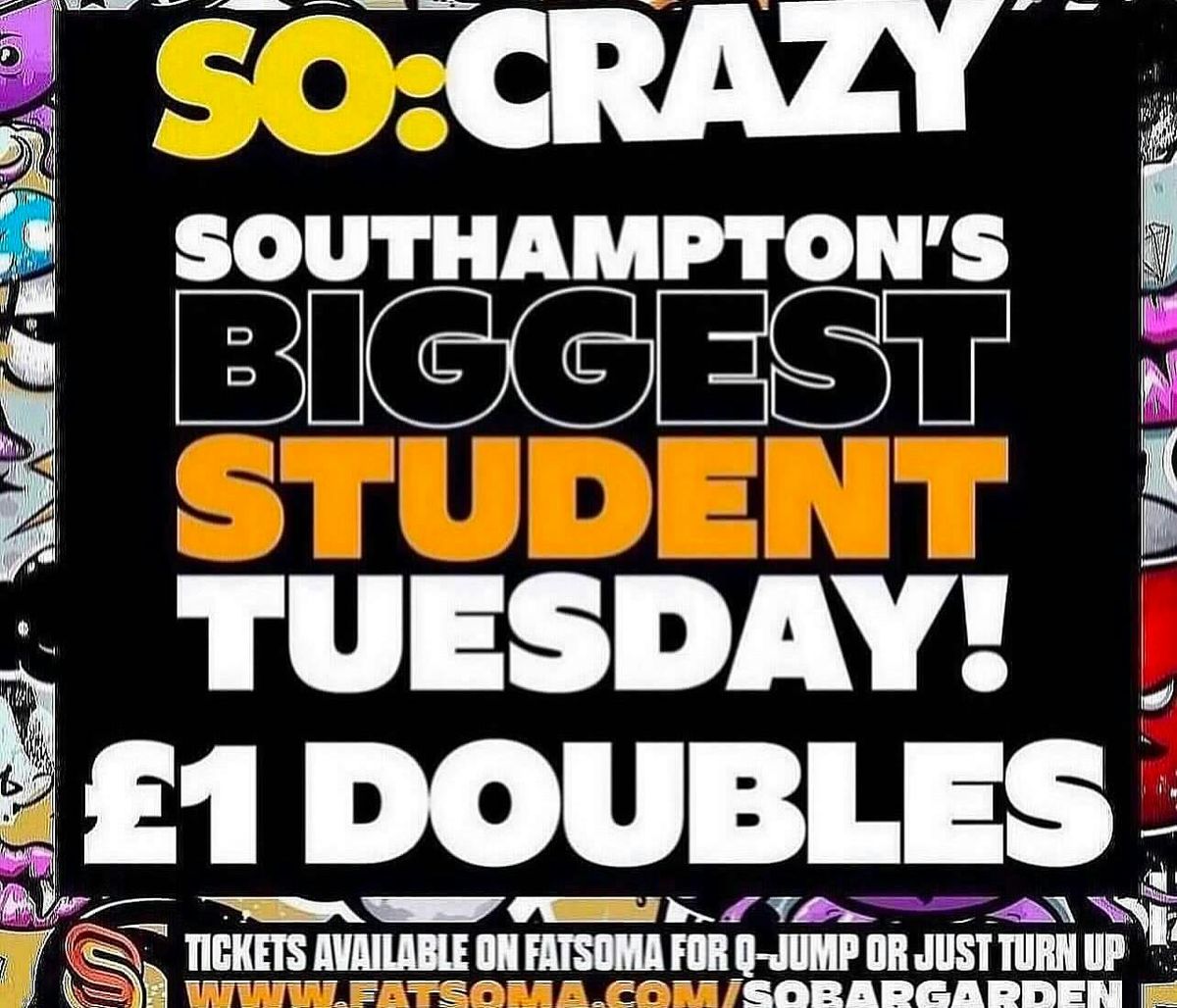 SO:CRAZY -WELCOME BACK FRESHERS - EVERY TUESDAY - 23rd September 2025 - \u00a31 DOUBLES ALL NIGHT.