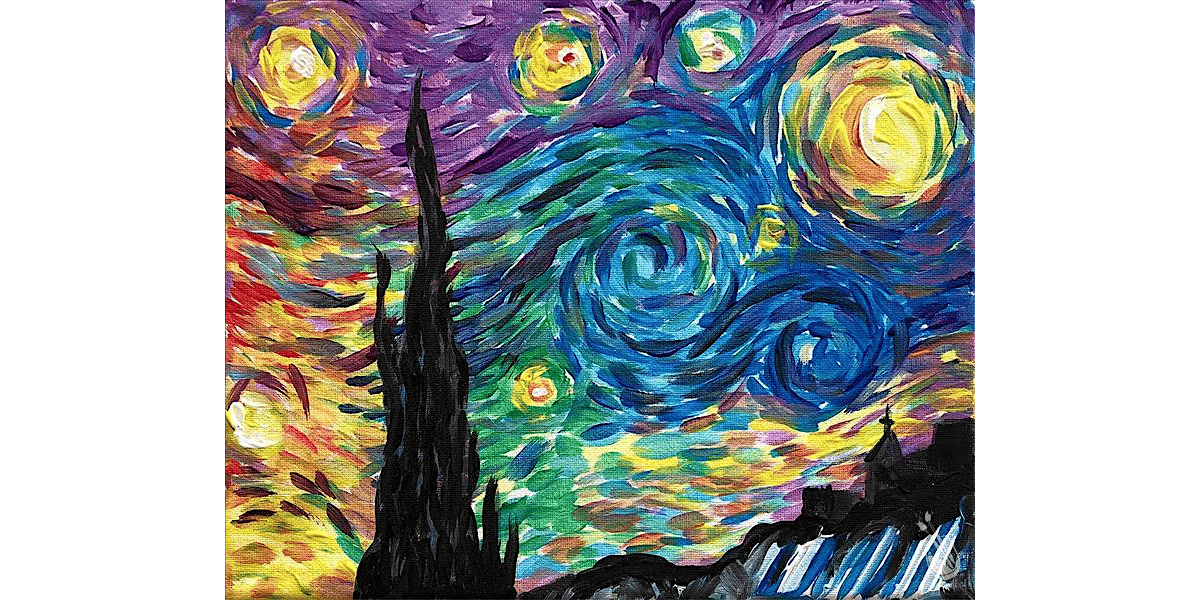 A Rainbow Take on Starry Night - Paint and Sip in San Antonio | Classpop!\u2122