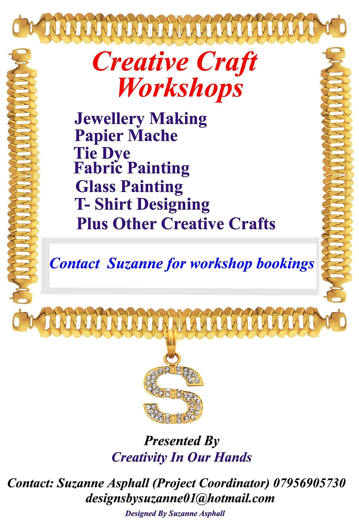 Creative craft workshops. Monday 13 April - Friday 22 May 2026