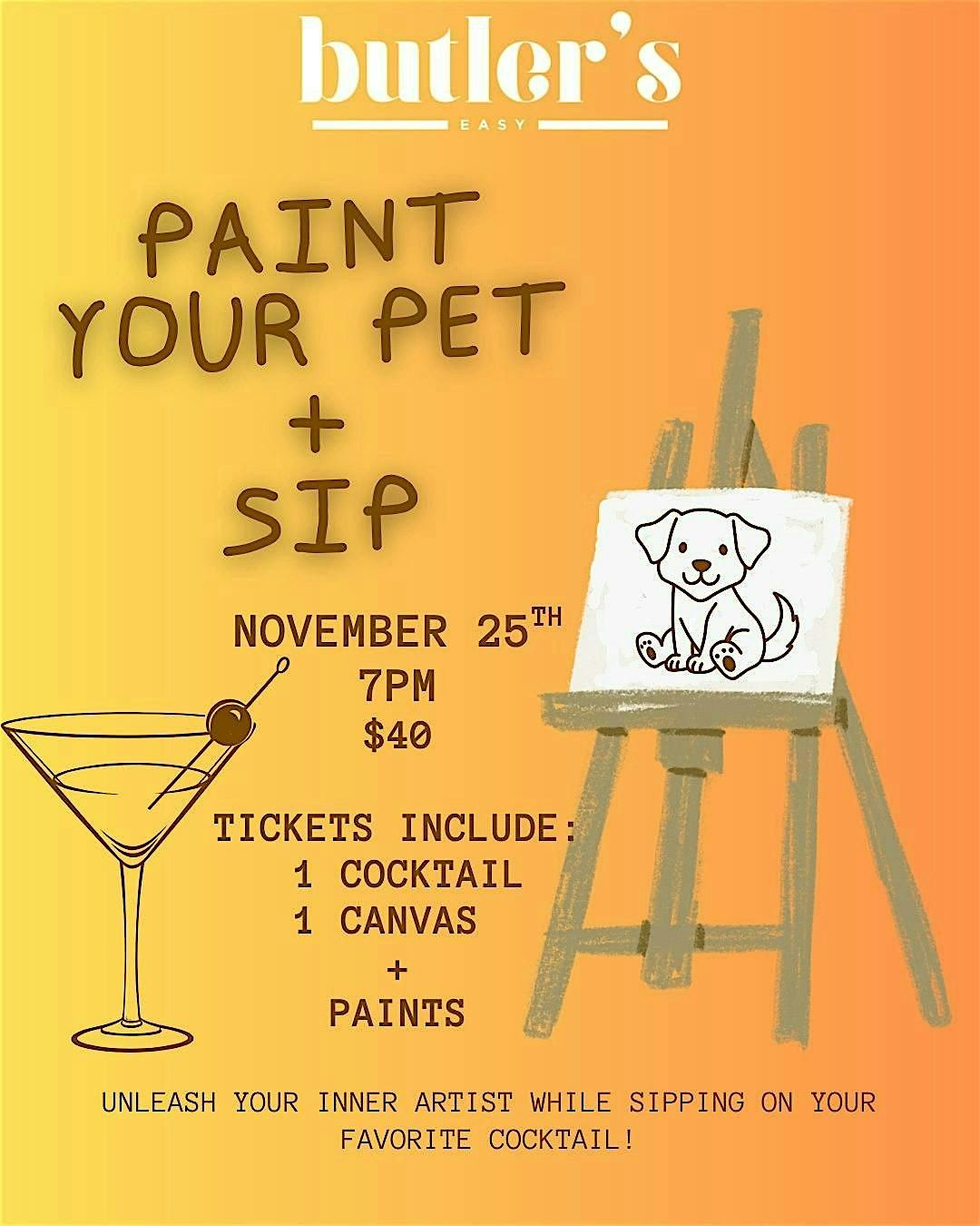 Paint your pet and sip at Butler's Easy