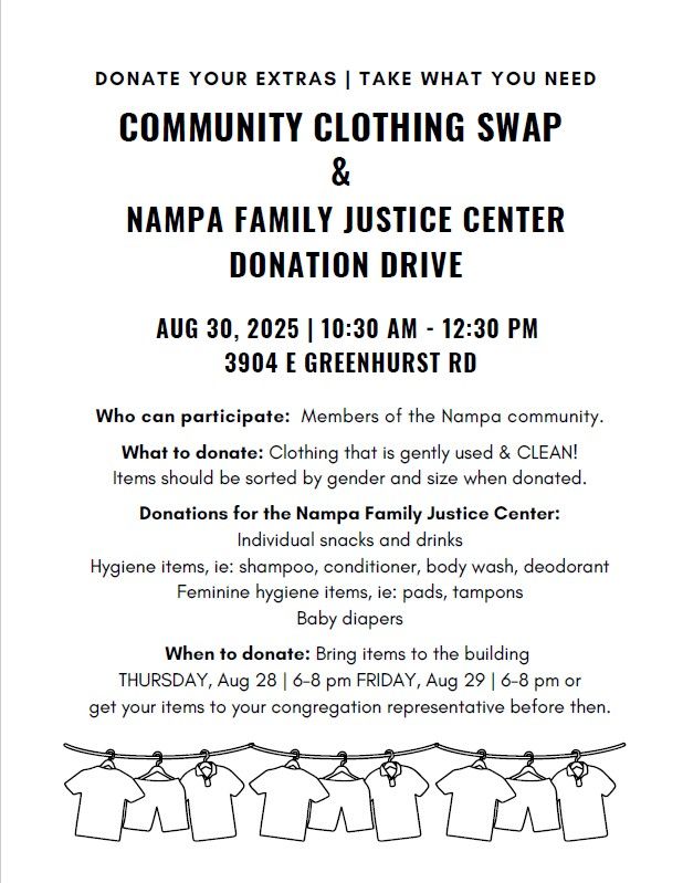 Community Clothing Swap and Nampa Family Justice Center Donation Drive