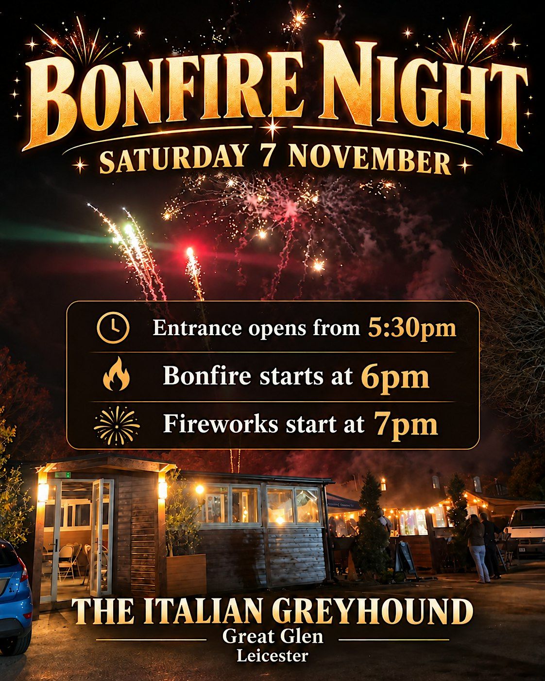 Bonfire Night at The Italian Greyhound, Leicester on 7th November, 2026