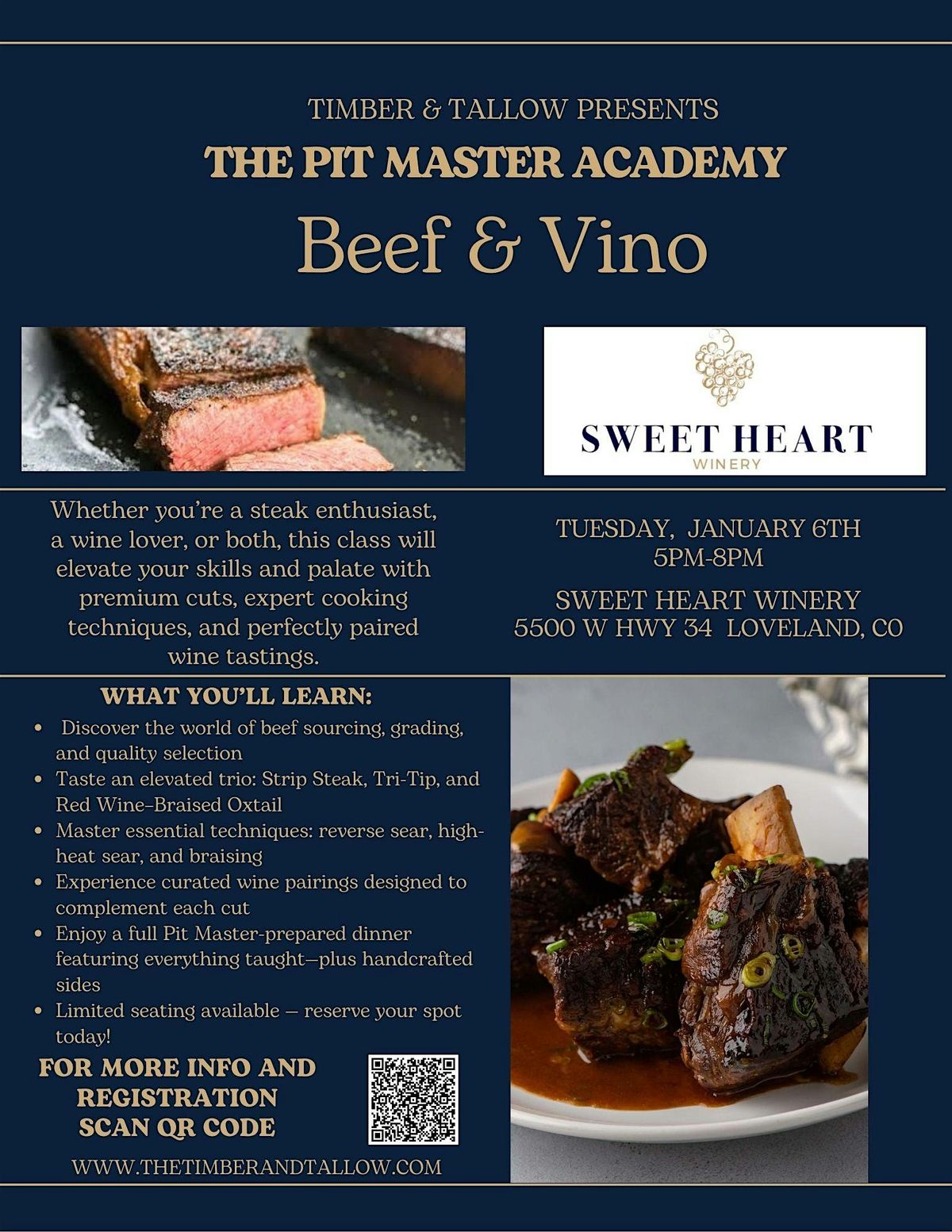 Timber & Tallow Presents The Pit Master Academy: Beef & Vino Night 2