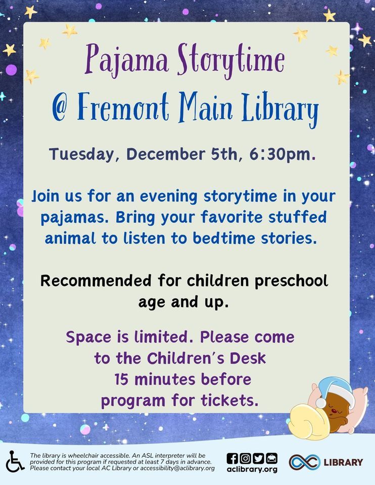 Pajama Storytime Fremont Main Library Fremont Main Library