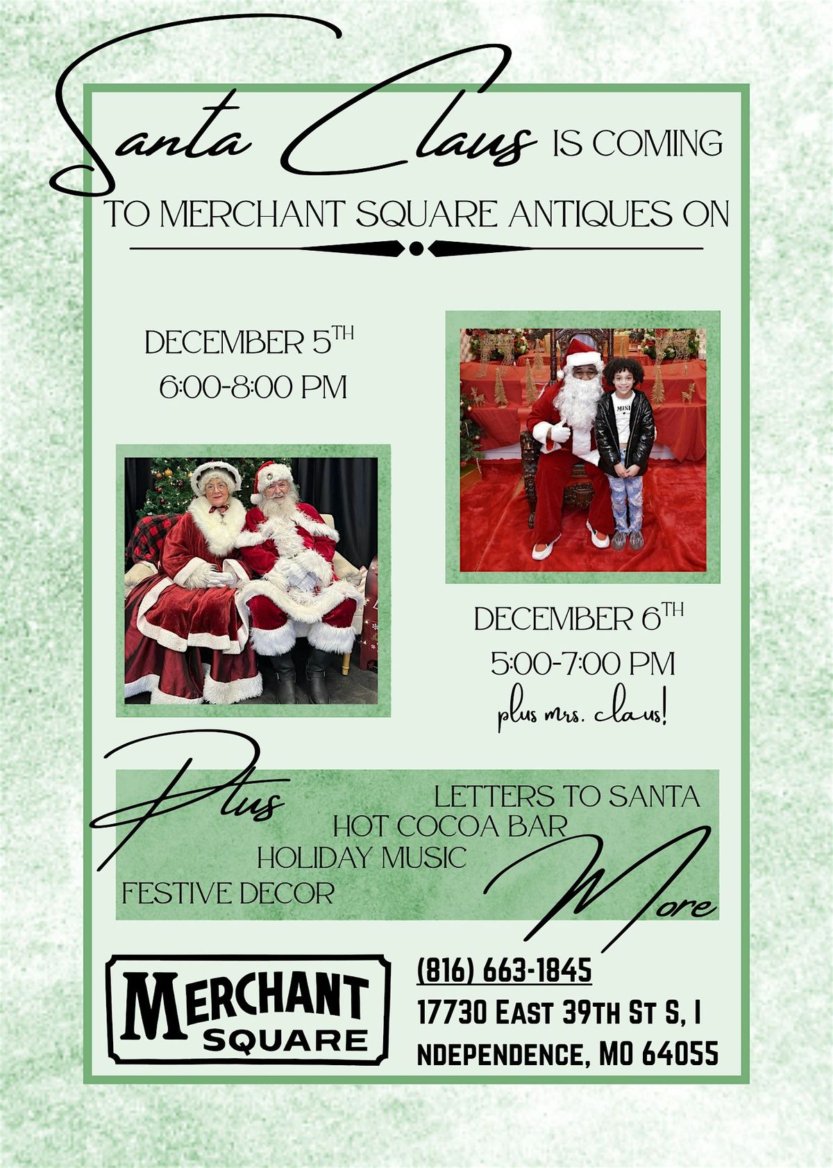 SANTA CLAUS IS COMING TO MERCHANT SQUARE - FREE PHOTOS WITH SANTA