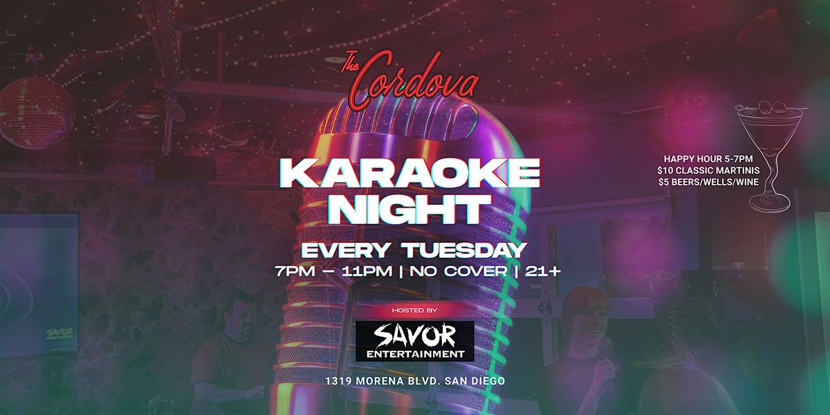 Tuesday Karaoke Night w\/ Happy Hour 5-7pm.