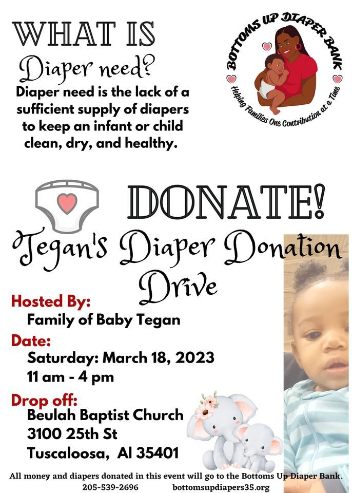 Baby Tegans Diaper Donation Drive | Beulah Baptist Church, Tuscaloosa ...