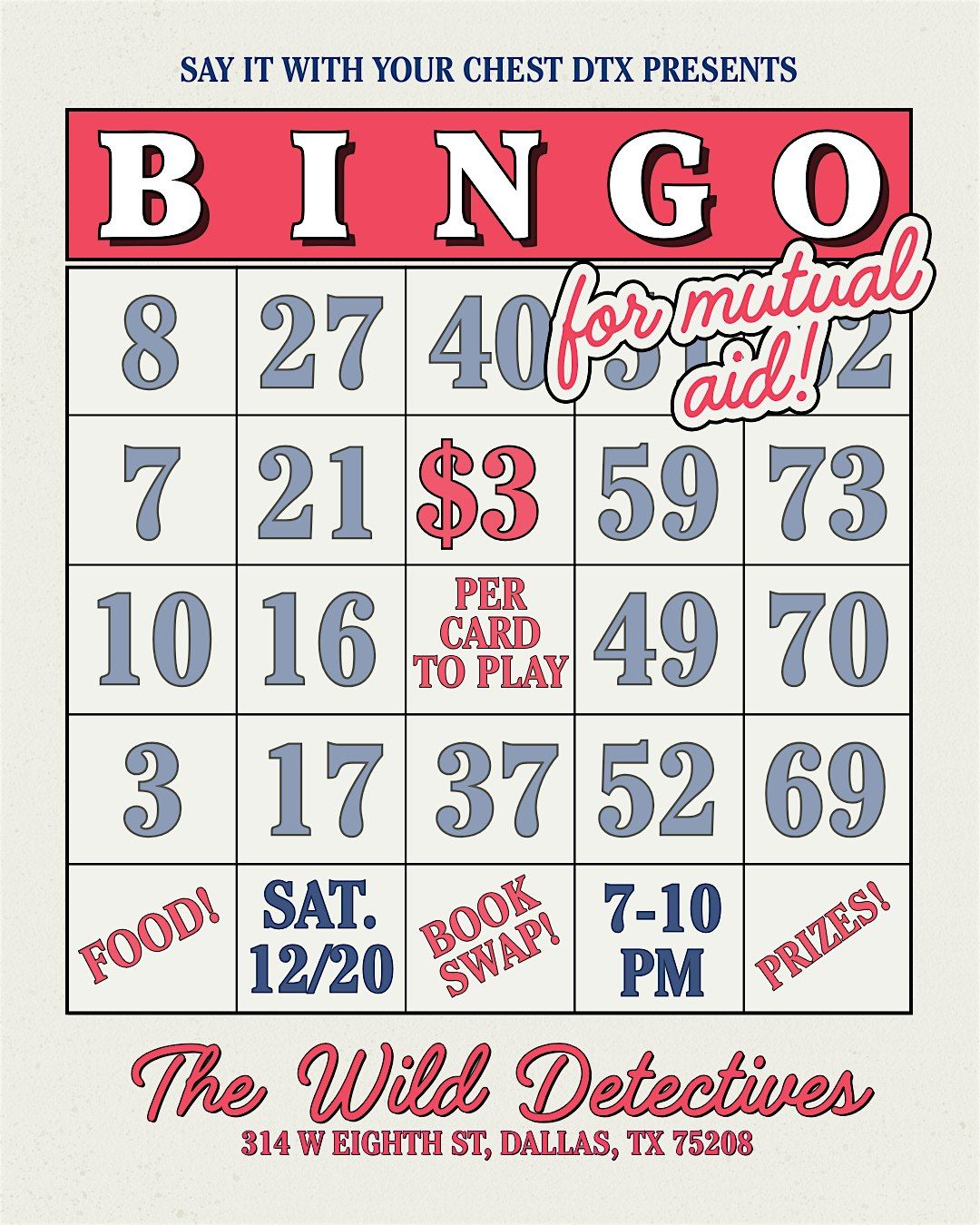 Bingo & Book Swap Night for Mutual Aid!