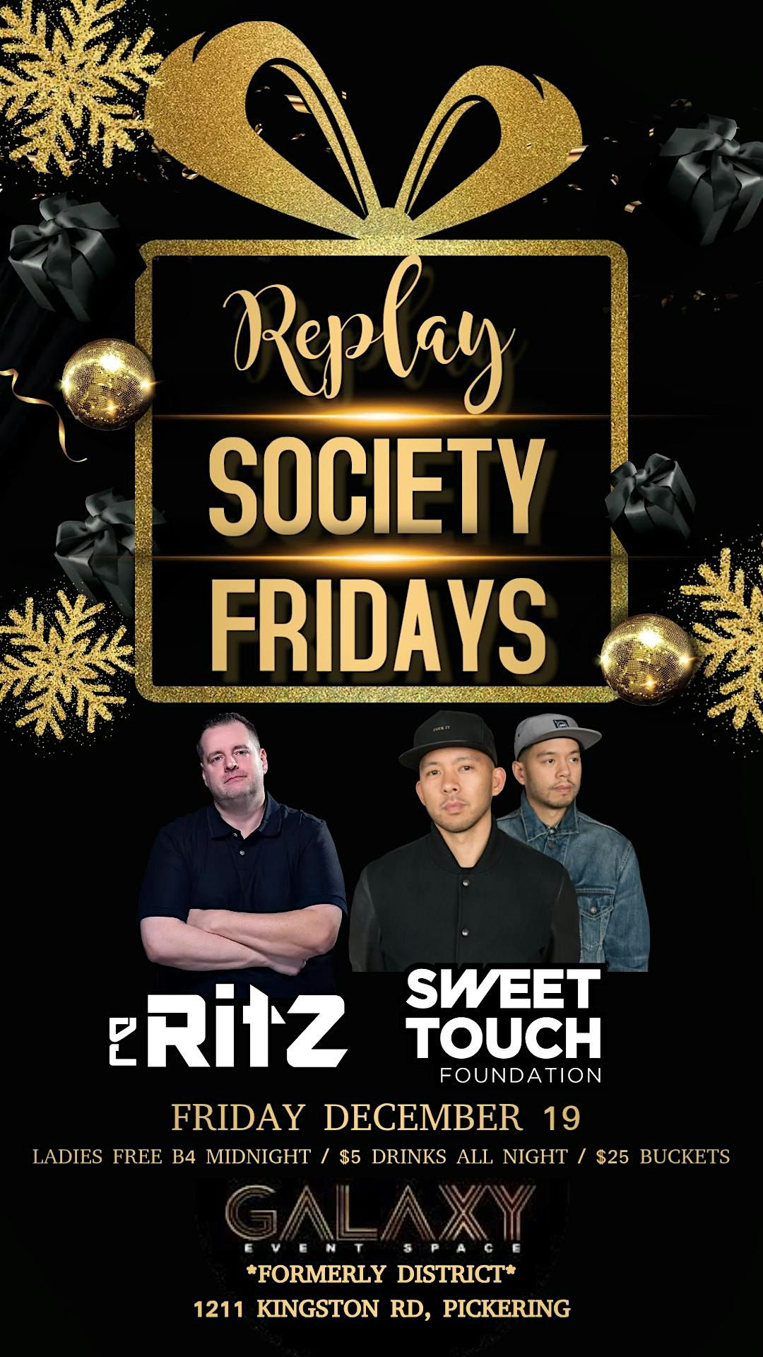 REPLAY SOCIETY CHRISTMAS PARTY FEAT DJ RITZ, SWEET TOUCH FOUNDATION